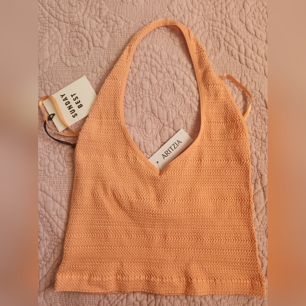 Aritzia Sunday Best Coral Knit Halter NWT Size Large